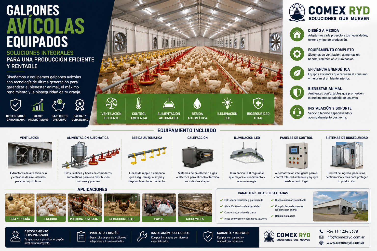 Galpones avícolas equipados